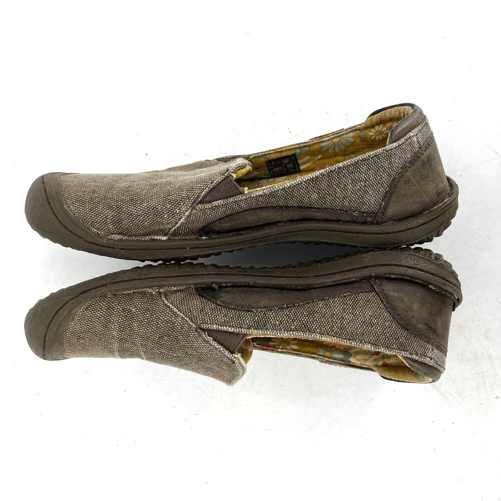 Keen Women's‎ 7 / 37.5 Gray Cush Golden Summer Canvas Leather Slip on Loafers - Picture 4 of 7